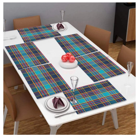 PKR Kart Checked Cotton Place Mats Sets (Multicolor)