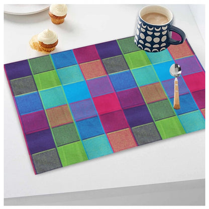 PKR Kart Checked Cotton Place Mats Sets (Multicolor)