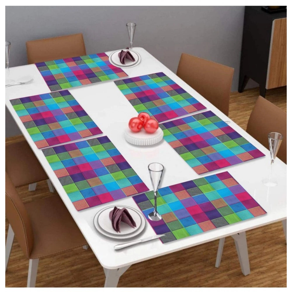 PKR Kart Checked Cotton Place Mats Sets (Multicolor)