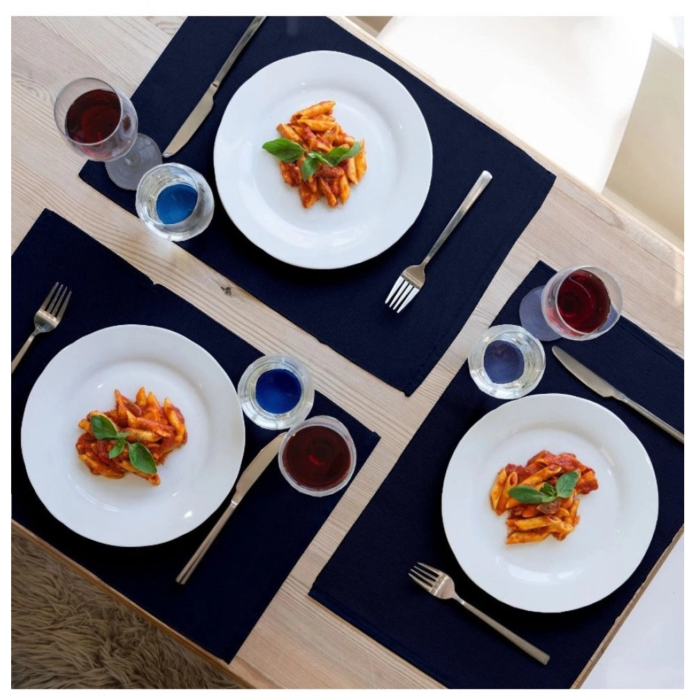 PKR Kart Ribbed Cotton Place Mats Sets (Navy Blue)