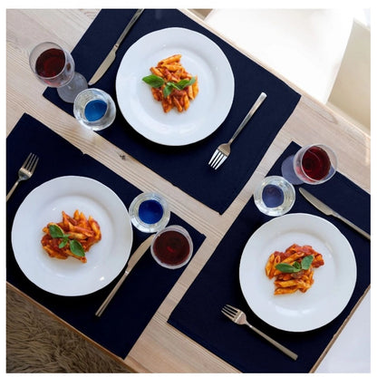 PKR Kart Ribbed Cotton Place Mats Sets (Navy Blue)