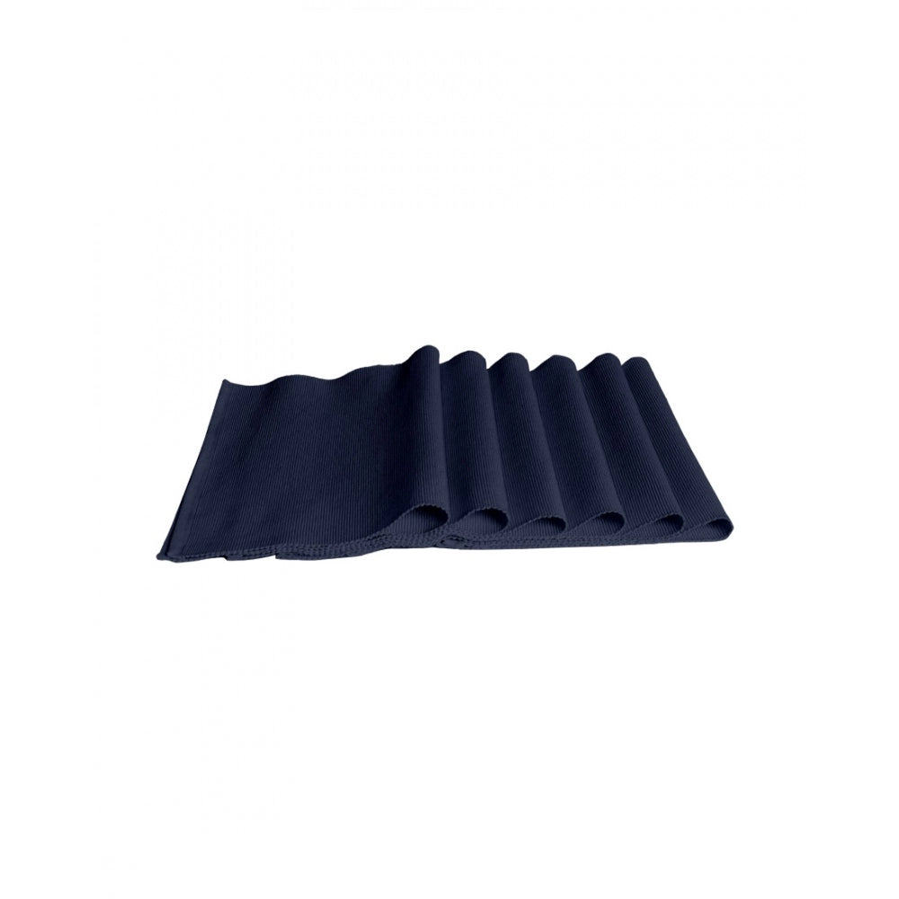 PKR Kart Ribbed Cotton Place Mats Sets (Navy Blue)