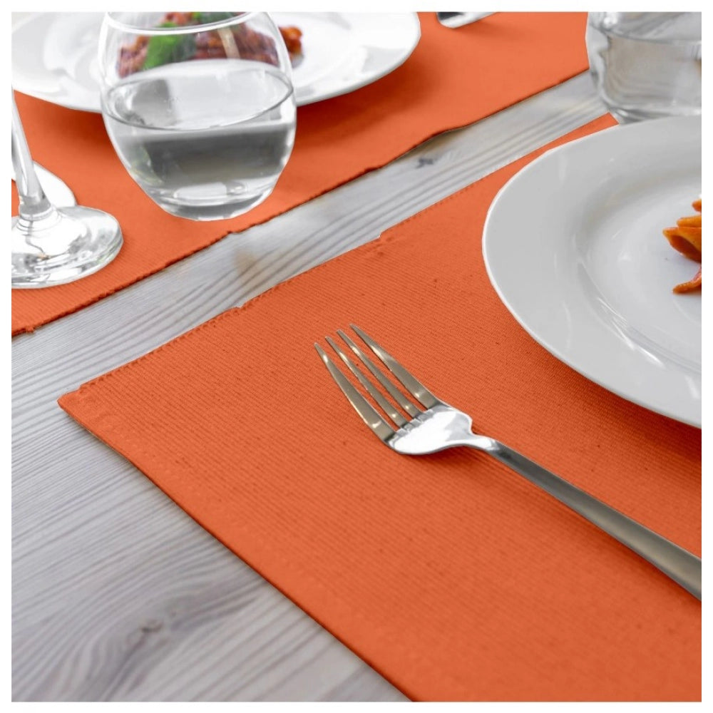 PKR Kart Ribbed Cotton Place Mats Sets (Orange)