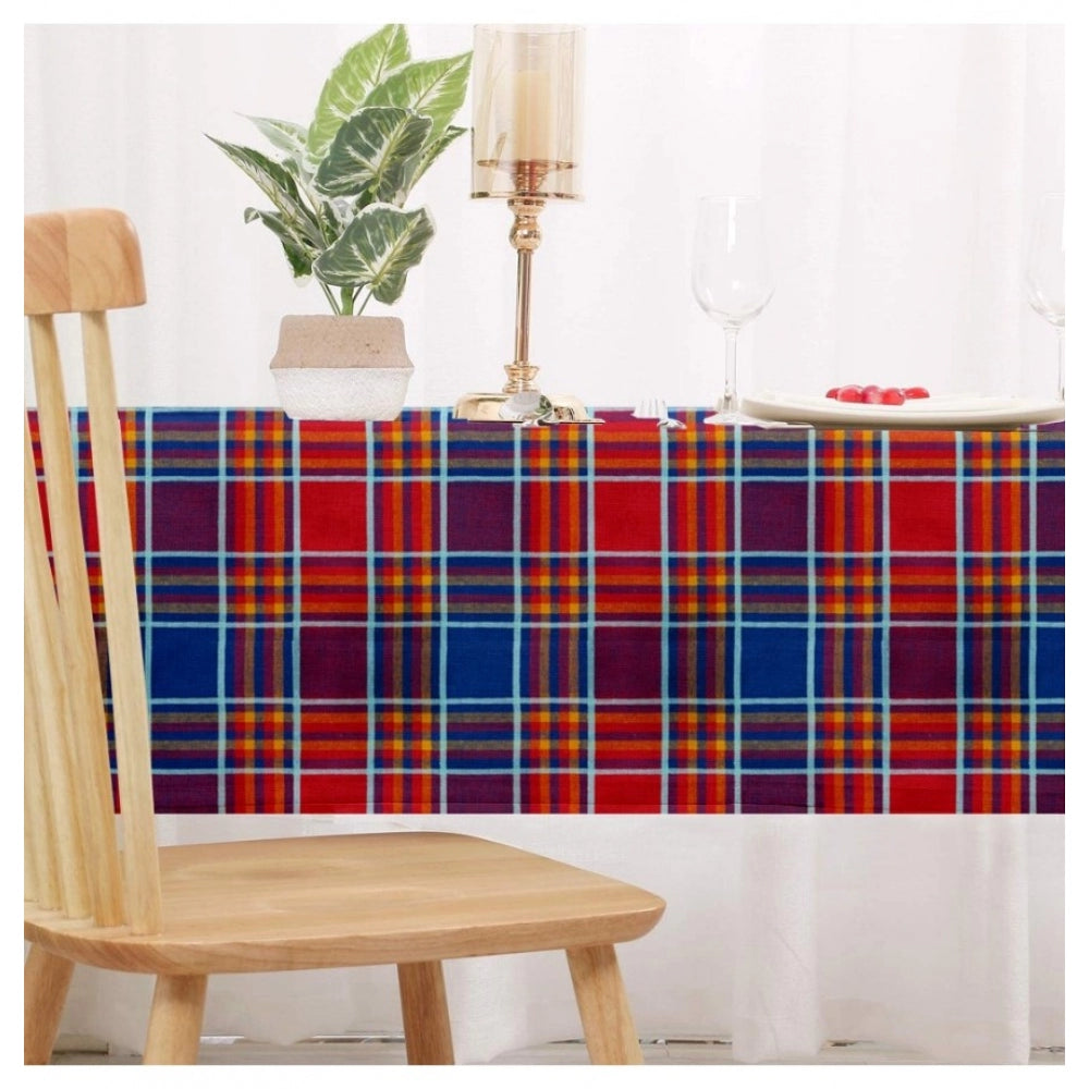 PKR Kart Checked Cotton Checks Table Cloth (Multicolor)