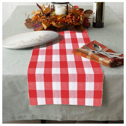 PKR Kart Checked Cotton Table Runners (Red)