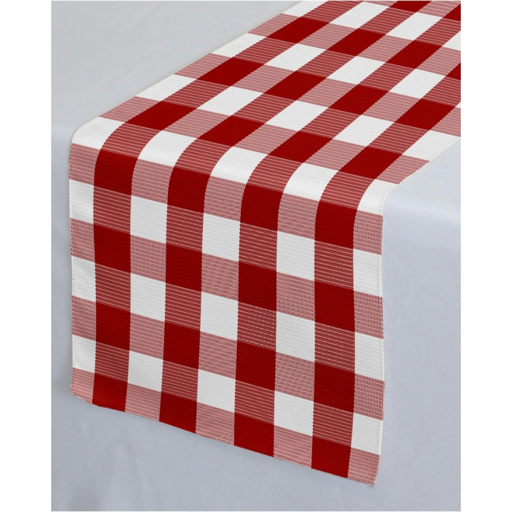 PKR Kart Checked Cotton Table Runners (Red)