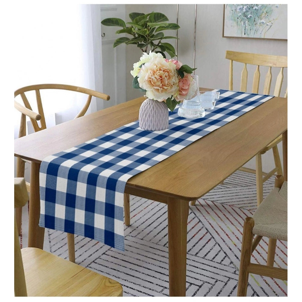 PKR Kart Checked Cotton Table Runners (Royal Blue)