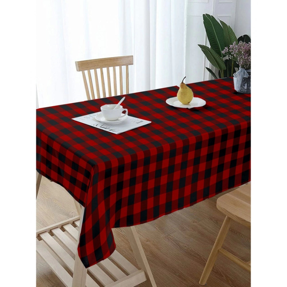 PKR Kart Checked Cotton Checks Table Cloth (Red &amp; Black)