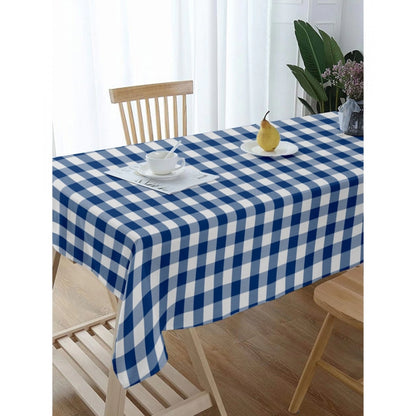 PKR Kart Checked Cotton Checks Table Cloth (Blue)