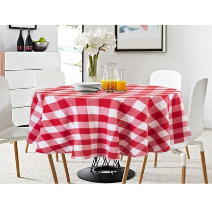 PKR Kart Checked Cotton Checks Table Cloth (Red)