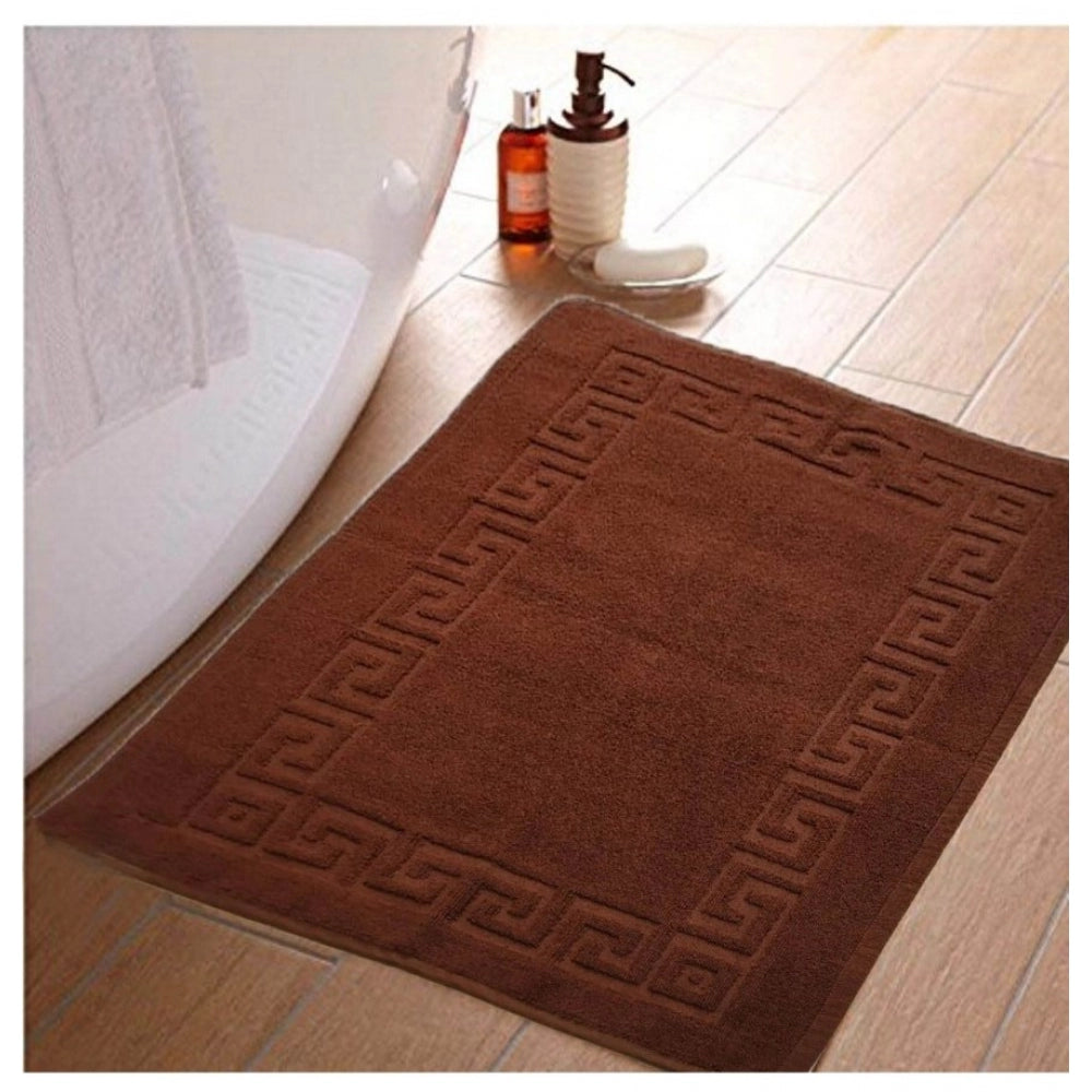 PKR Kart Solid Cotton Hotel Bathmats (Brown)