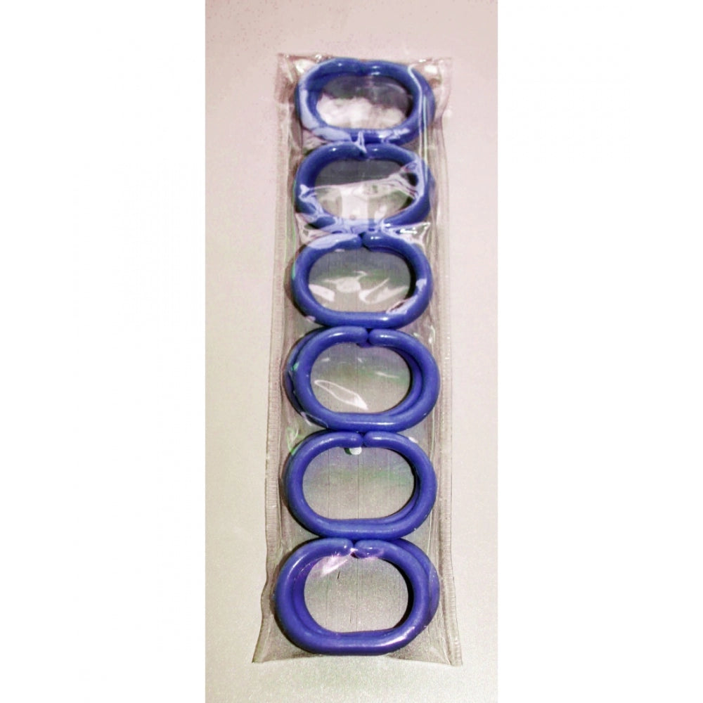 PKR Kart Striped Polyester Plain Shower Curtains with Plastic Eyelets (Blue)