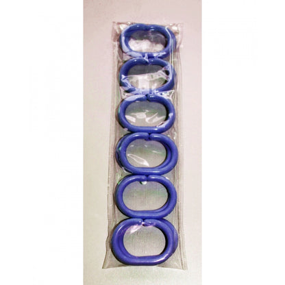 PKR Kart Striped Polyester Plain Shower Curtains with Plastic Eyelets (Blue)