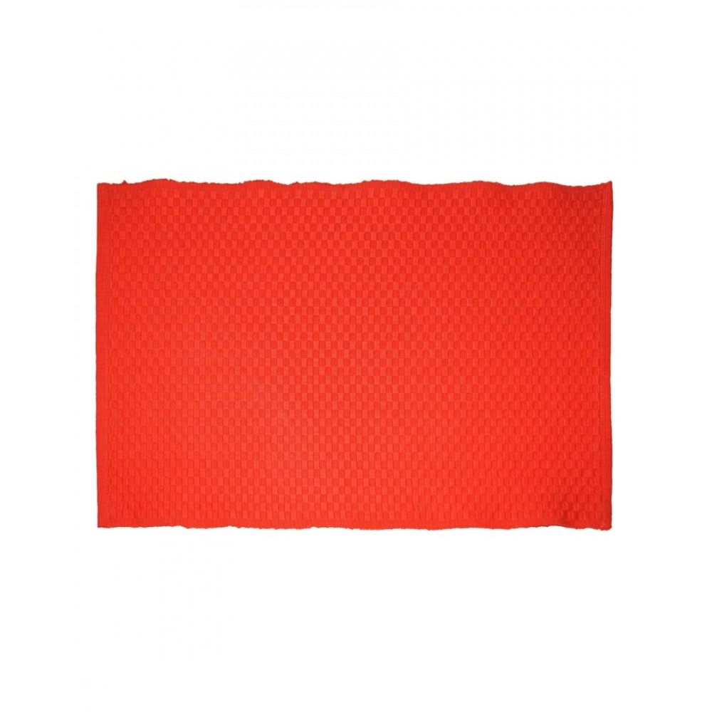 PKR Kart Solid Cotton Place Mats and Napkin Sets (Red)