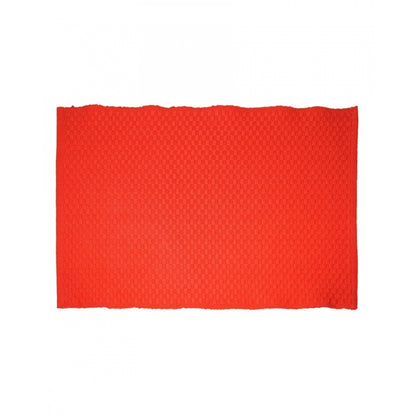 PKR Kart Solid Cotton Place Mats and Napkin Sets (Red)