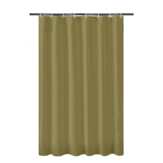 PKR Kart Waves Polyester Plain Shower Curtains with Plastic Eyelets (Light Green)