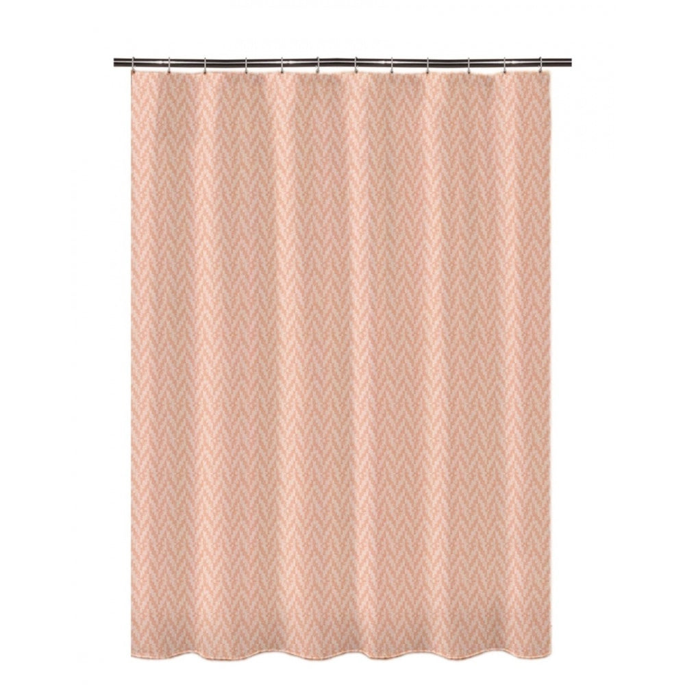PKR Kart Waves Polyester Plain Shower Curtains with Plastic Eyelets (Peach)