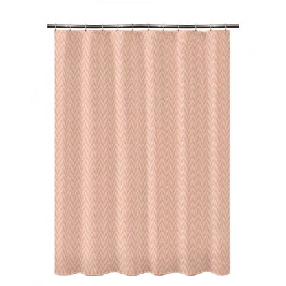 PKR Kart Waves Polyester Plain Shower Curtains with Plastic Eyelets (Peach)