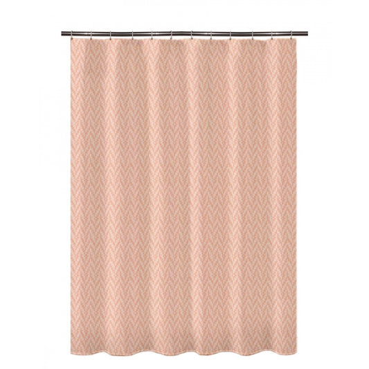 PKR Kart Waves Polyester Plain Shower Curtains with Plastic Eyelets (Peach)
