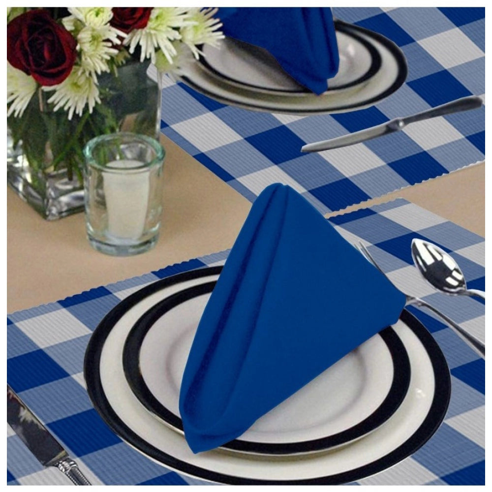 PKR Kart Checked Cotton Place Mats Sets (Royal Blue)