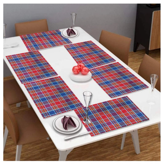 PKR Kart Checked Cotton Place Mats Sets (Multicolor)