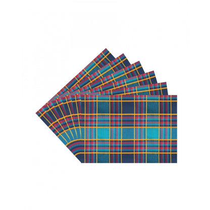 PKR Kart Checked Cotton Place Mats Sets (Multicolor)