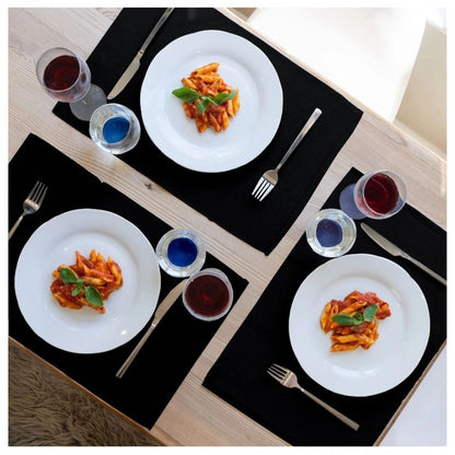 PKR Kart Ribbed Cotton Place Mats Sets (Black)