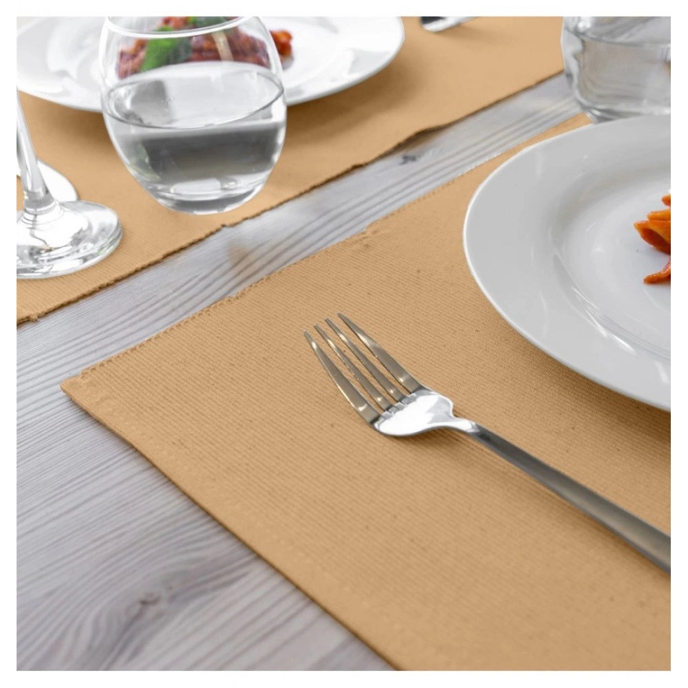 PKR Kart Ribbed Cotton Place Mats Sets (Beige)