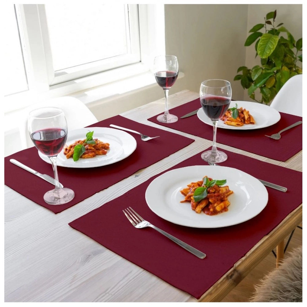 PKR Kart Ribbed Cotton Place Mats Sets (Maroon)