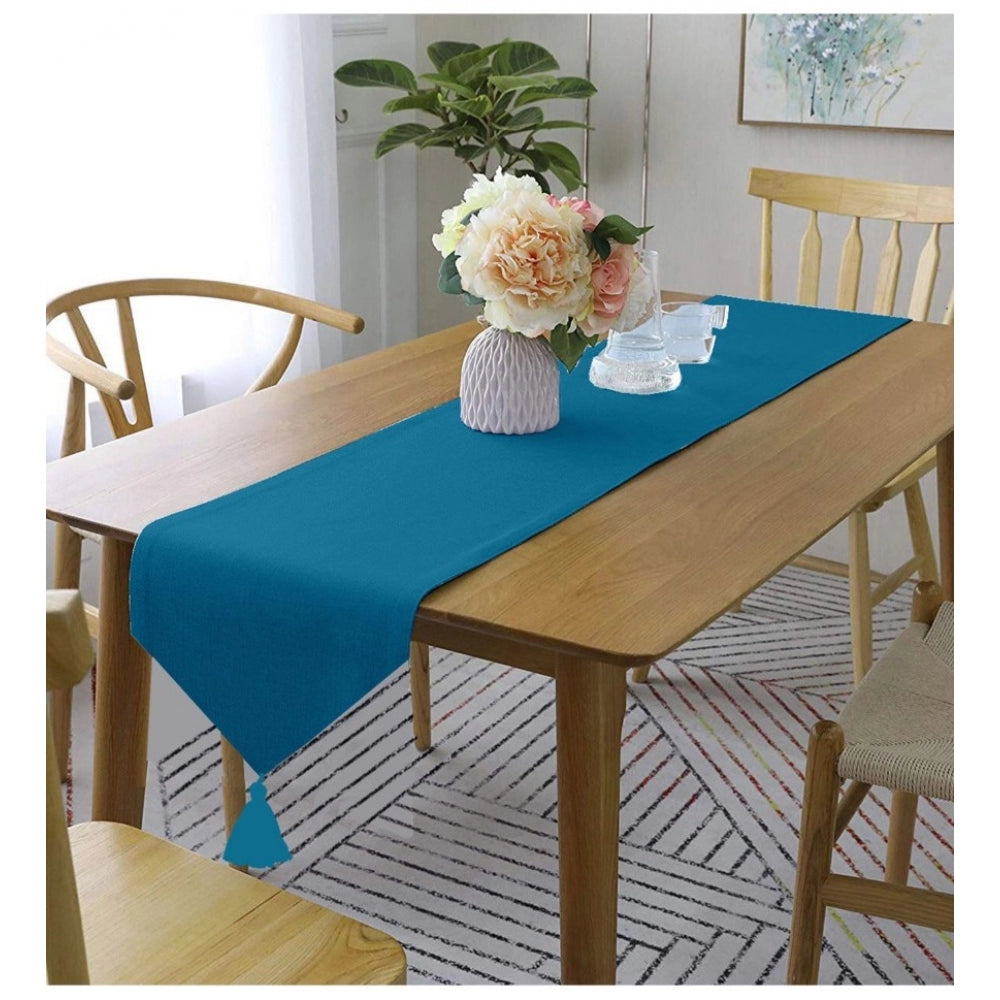 PKR Kart Solid Cotton Table Runners (Blue)