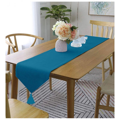 PKR Kart Solid Cotton Table Runners (Blue)