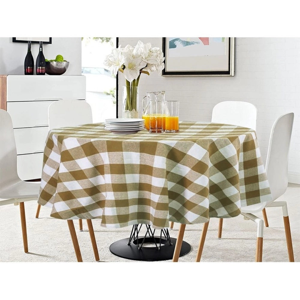 PKR Kart Checked Cotton Checks Table Cloth (Beige)