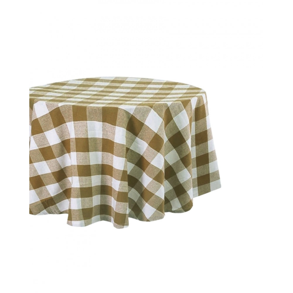 PKR Kart Checked Cotton Checks Table Cloth (Beige)