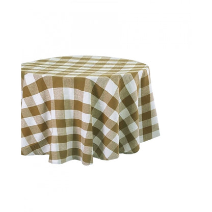 PKR Kart Checked Cotton Checks Table Cloth (Beige)