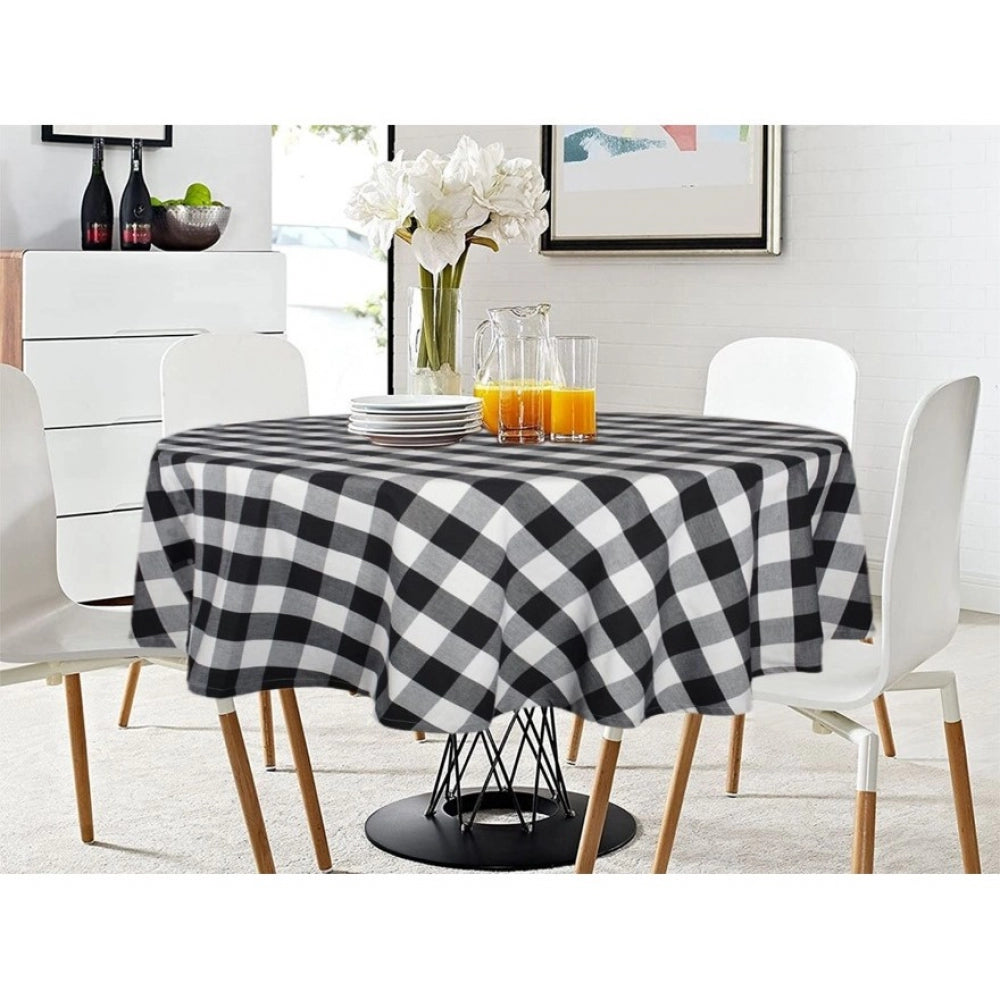 PKR Kart Checked Cotton Checks Table Cloth (Black)