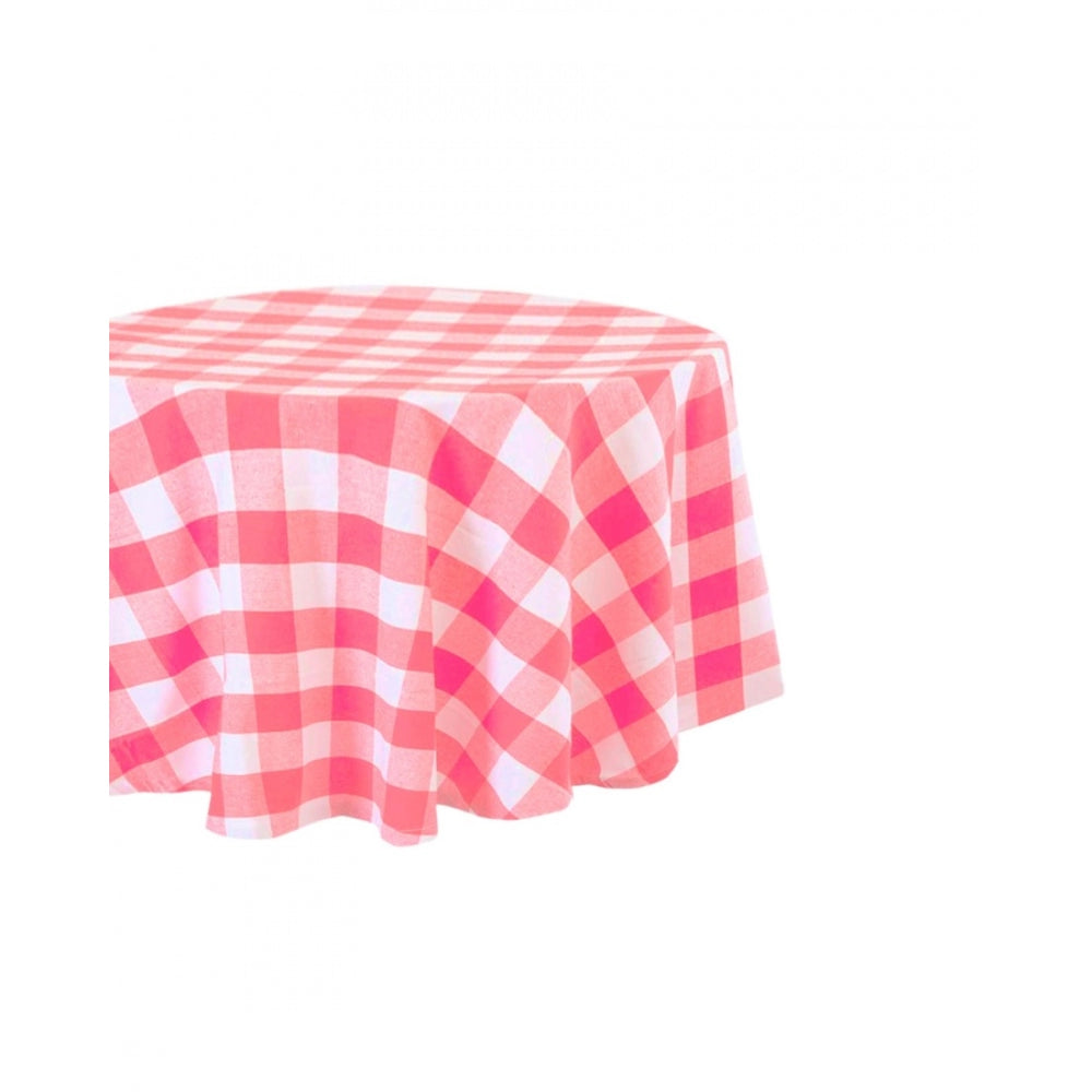 PKR Kart Checked Cotton Checks Table Cloth (Pink)