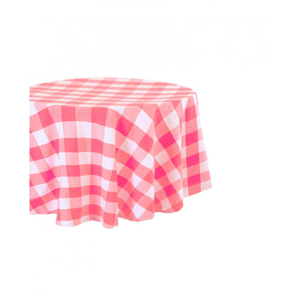 PKR Kart Checked Cotton Checks Table Cloth (Pink)