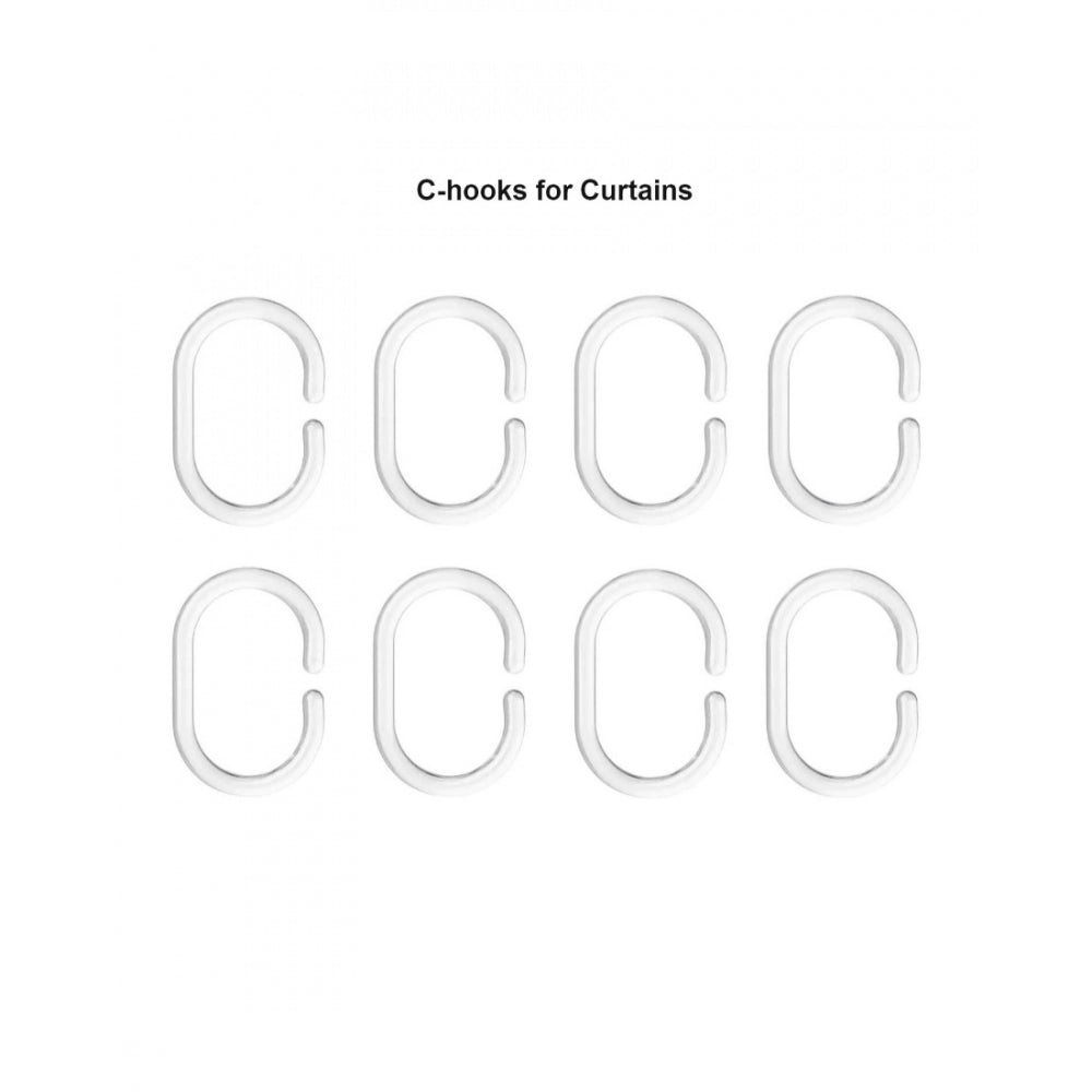 PKR Kart Waves Polyester Plain Shower Curtains with Plastic Eyelets (White)