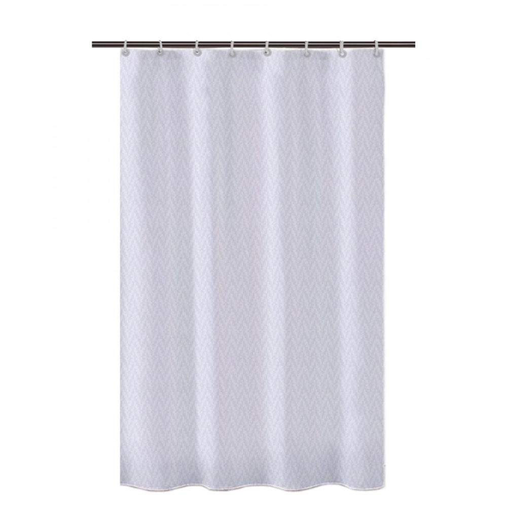 PKR Kart Waves Polyester Plain Shower Curtains with Plastic Eyelets (White)
