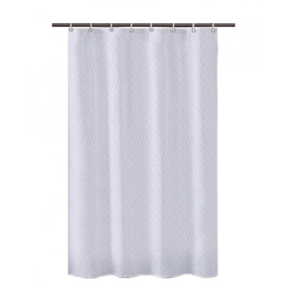 PKR Kart Waves Polyester Plain Shower Curtains with Plastic Eyelets (White)