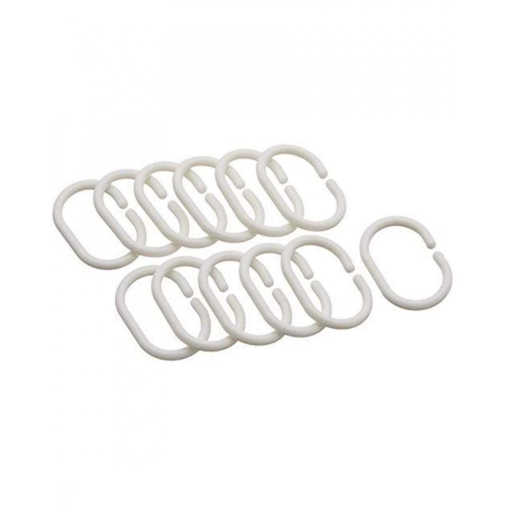 PKR Kart Solid Polyester Plain Shower Curtains with Metal Eyelets (White)