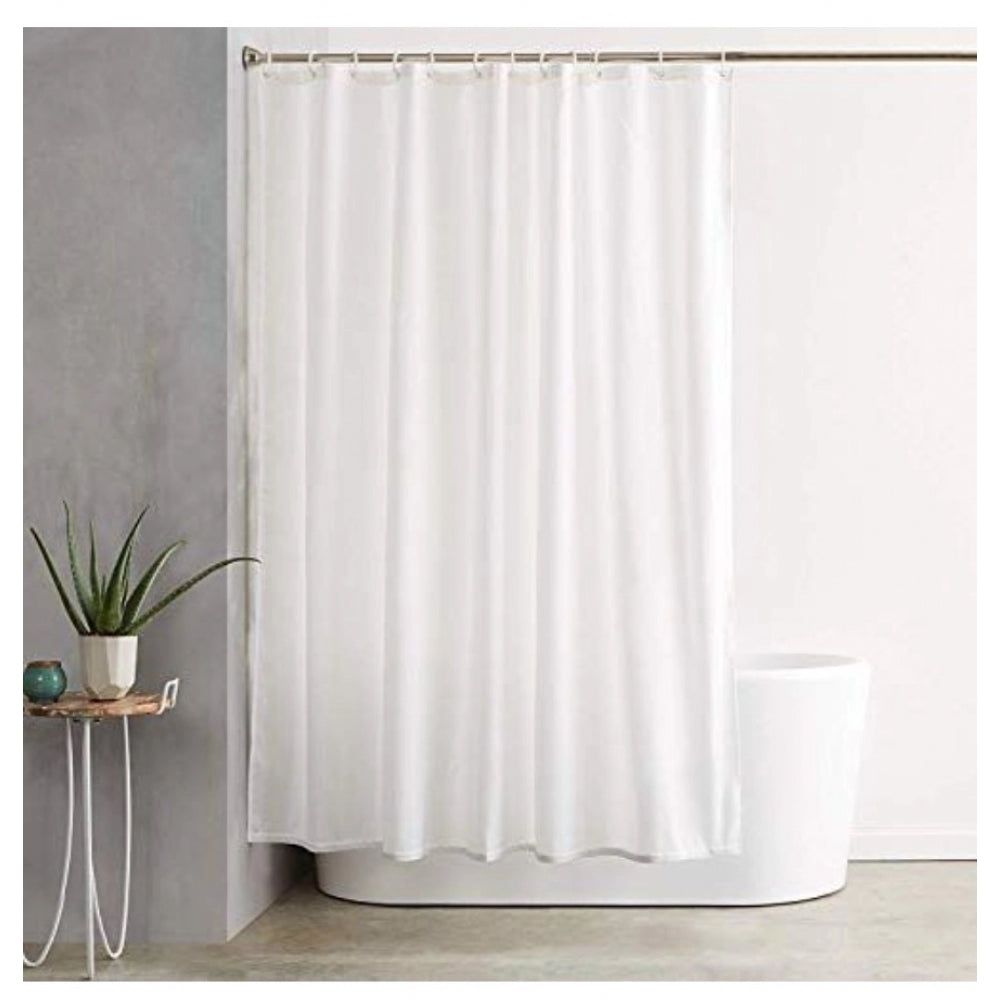 PKR Kart Solid Polyester Plain Shower Curtains with Metal Eyelets (White)