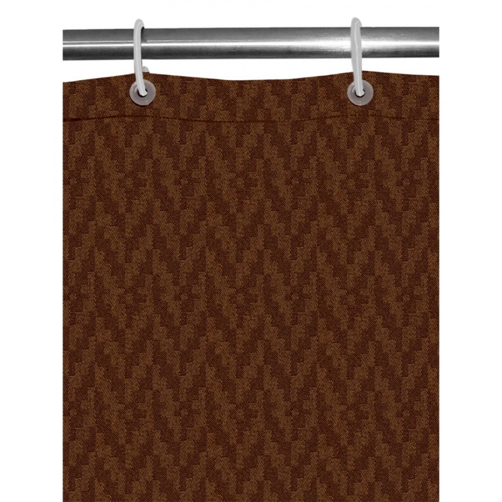 PKR Kart Waves Polyester Plain Shower Curtains with Plastic Eyelets (Dark Brown)