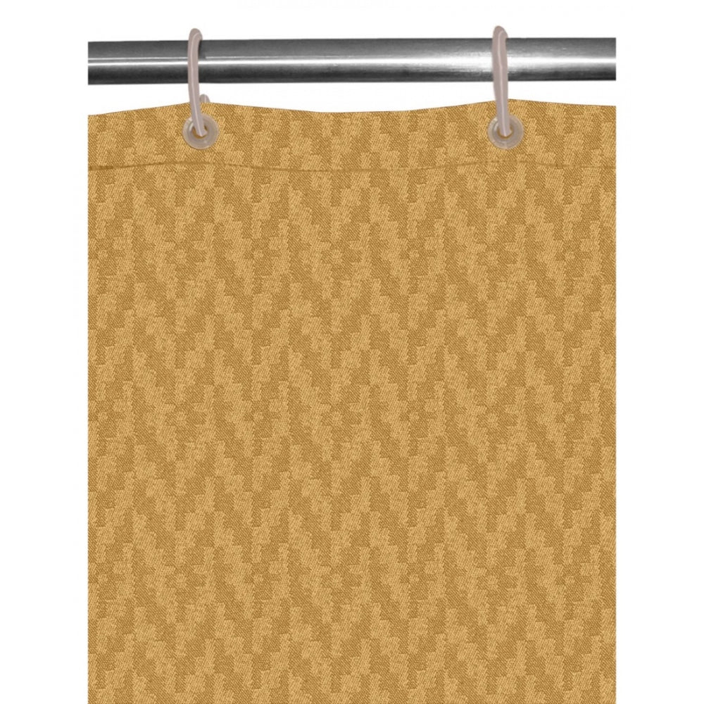 PKR Kart Waves Polyester Plain Shower Curtains with Plastic Eyelets (Beige)