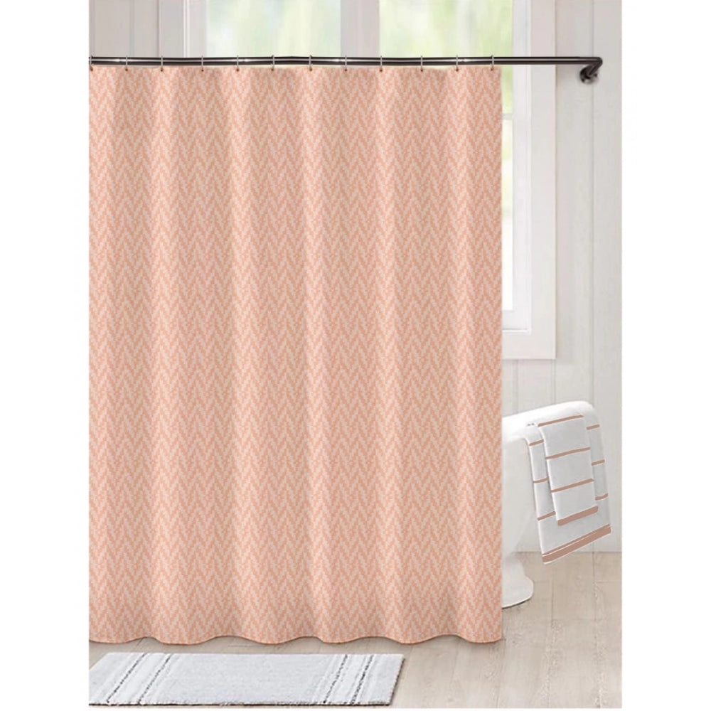 PKR Kart Waves Polyester Plain Shower Curtains with Plastic Eyelets (Peach)
