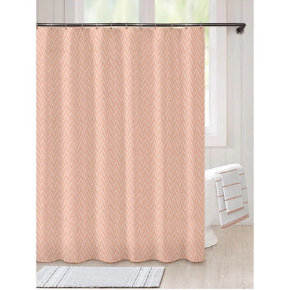 PKR Kart Waves Polyester Plain Shower Curtains with Plastic Eyelets (Peach)