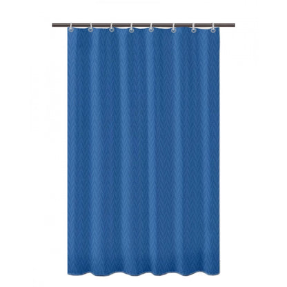 PKR Kart Waves Polyester Plain Shower Curtains with Plastic Eyelets (Dark Blue)