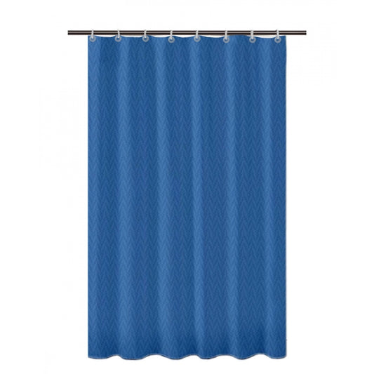 PKR Kart Waves Polyester Plain Shower Curtains with Plastic Eyelets (Dark Blue)