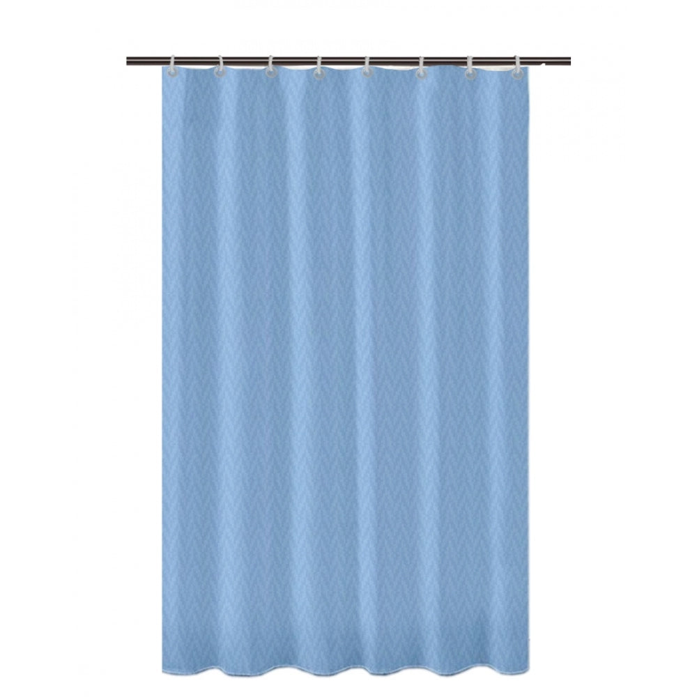 PKR Kart Waves Polyester Plain Shower Curtains with Plastic Eyelets (Light Blue)