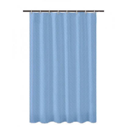 PKR Kart Waves Polyester Plain Shower Curtains with Plastic Eyelets (Light Blue)